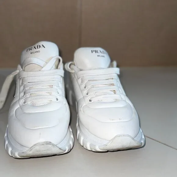 Prada Milano Chunky Sole Sneakers – White Leather – Size 40.5 (US 10) - Picture 4 of 6